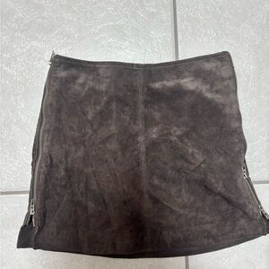 Elegant Brown Suede Skirt